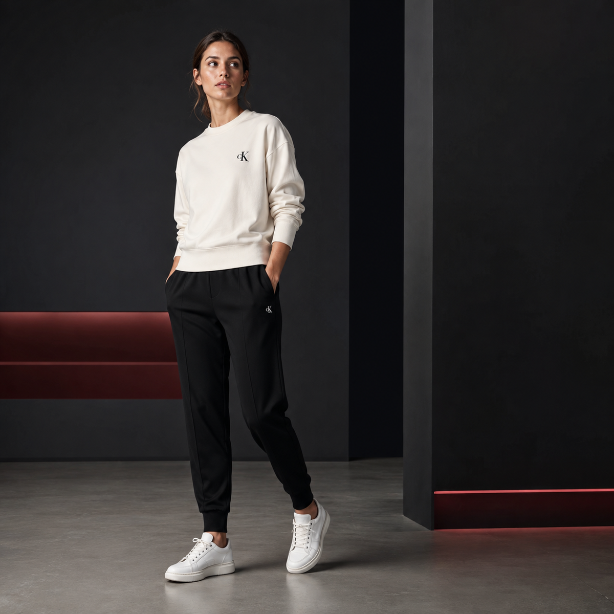 CALVIN KLEIN FELPA SENZA ZIP DONNA GRIGIO