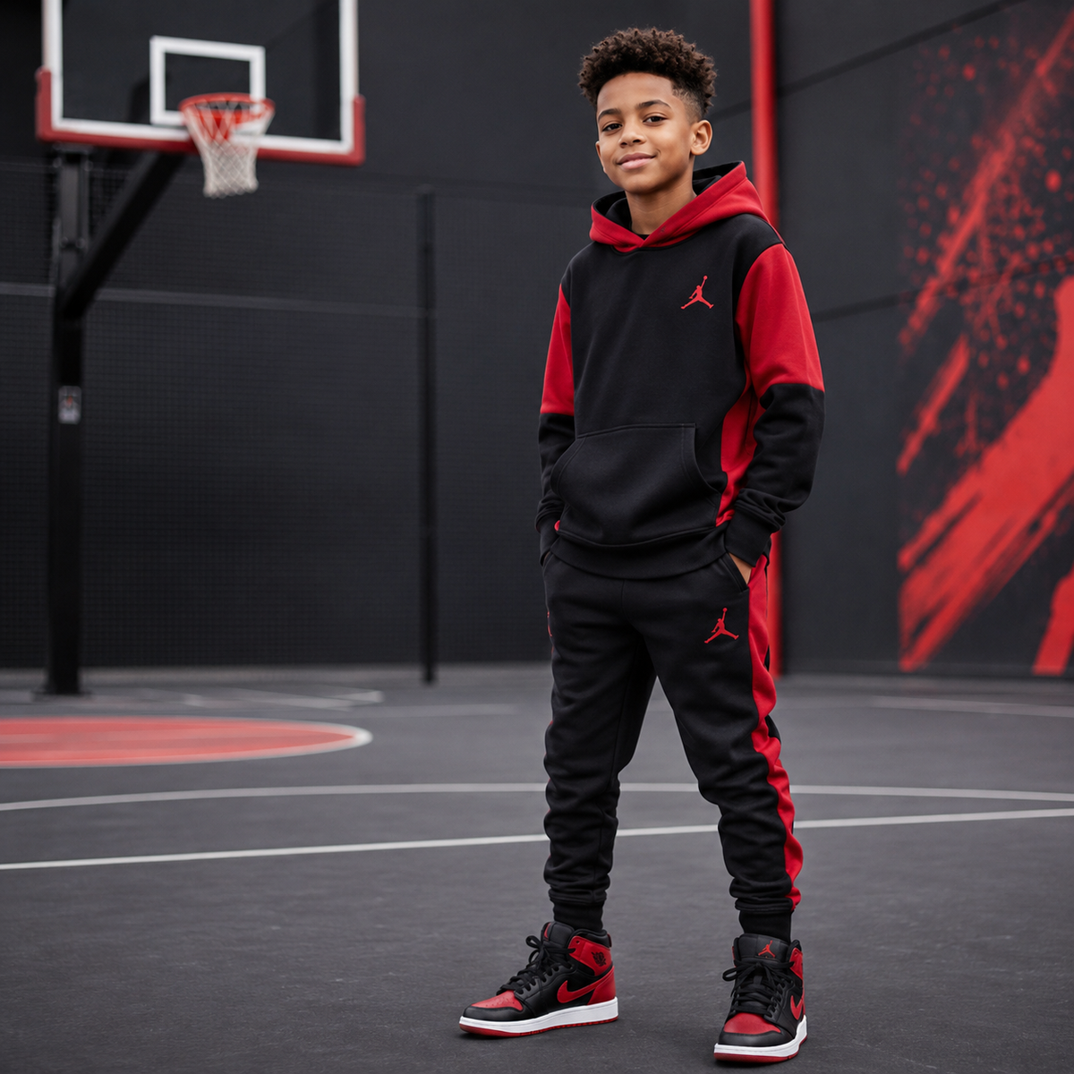 JORDAN T-SHIRT MANICHE CORTE BAMBINO NERO