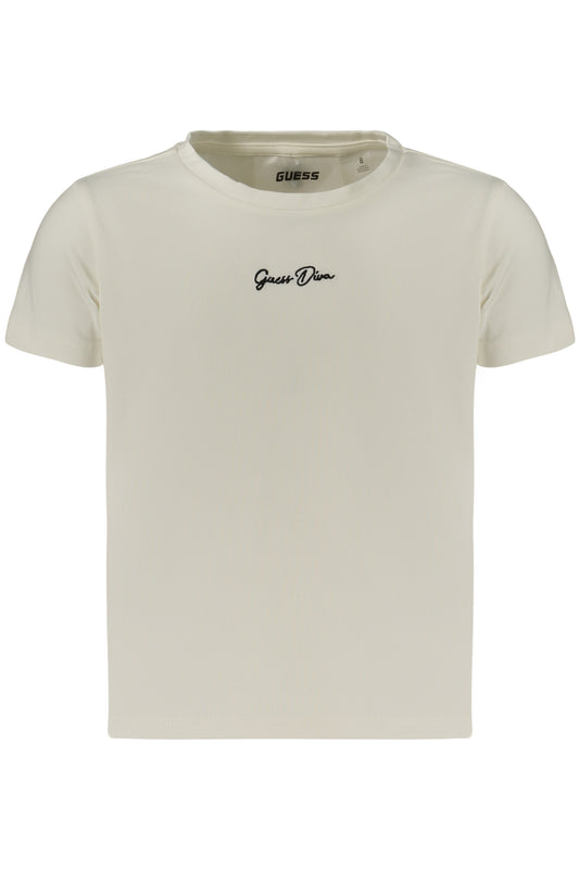 GUESS JEANS T-SHIRT MANICHE CORTE BAMBINA BIANCO