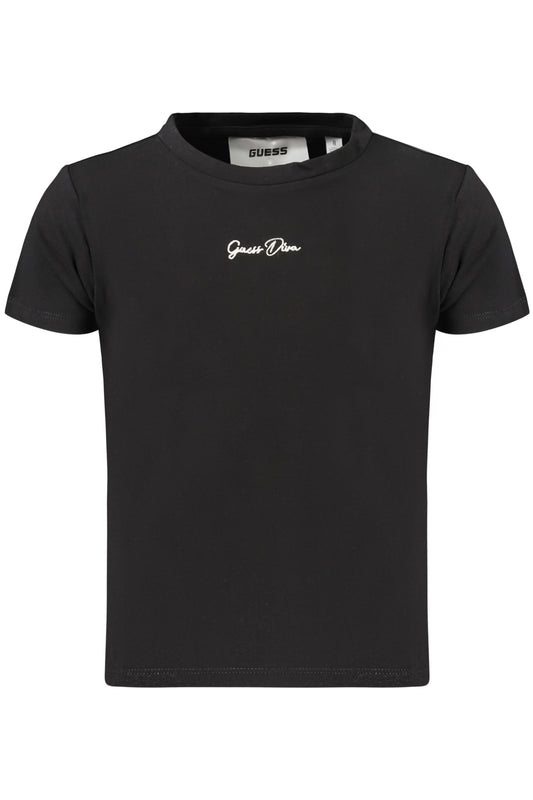 GUESS JEANS T-SHIRT MANICHE CORTE BAMBINA NERO