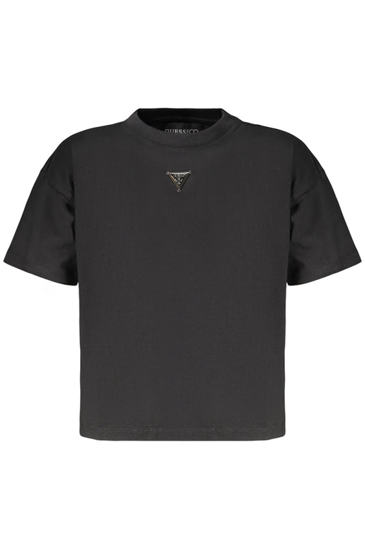 GUESS JEANS T-SHIRT MANICHE CORTE BAMBINO NERO