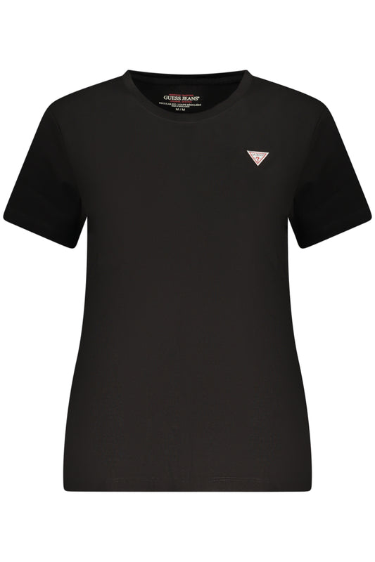 GUESS JEANS T-SHIRT MANICHE CORTE DONNA NERO